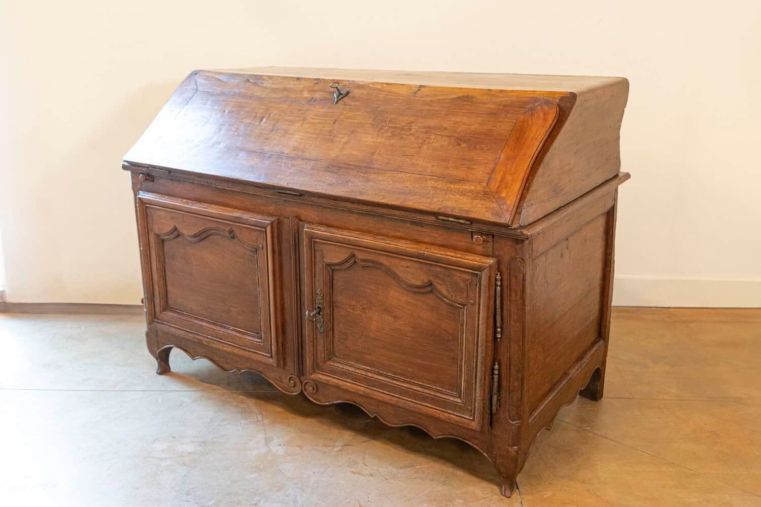 French Louis XV Period 18th Century Walnut Slant Front Secretary and Buffet - JAA