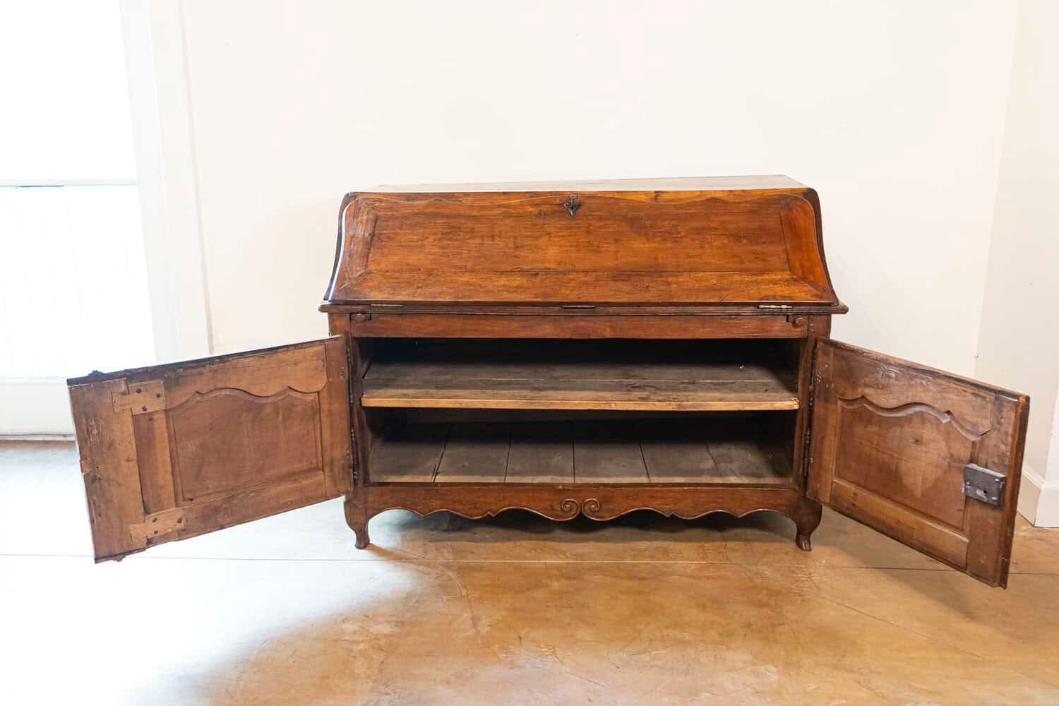 French Louis XV Period 18th Century Walnut Slant Front Secretary and Buffet - JAA