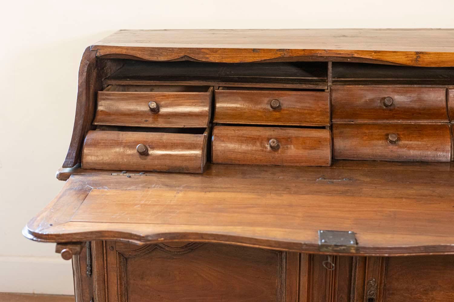 French Louis XV Period 18th Century Walnut Slant Front Secretary and Buffet - JAA