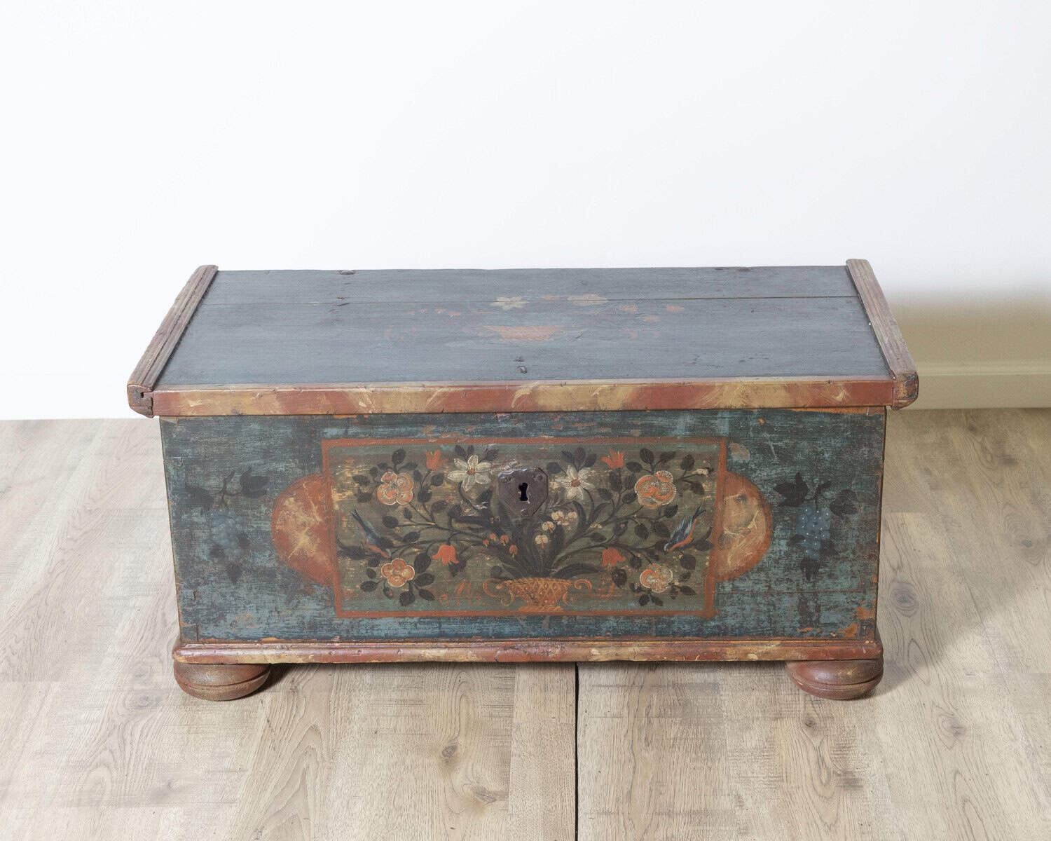 Alpine Folk Art Painted Chest with Floral Motifs, Dated 1835 - JAA