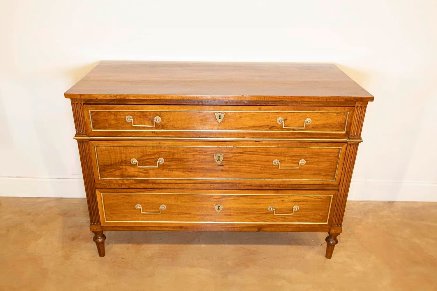 Louis XVI Style 1890s Commode with Graduated Drawers and Brass Hardware - JAA