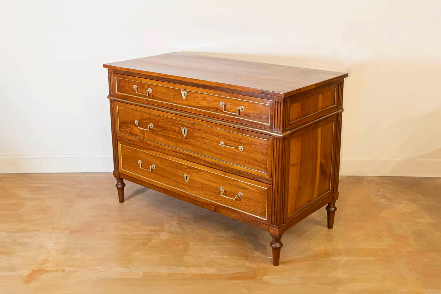 Louis XVI Style 1890s Commode with Graduated Drawers and Brass Hardware - JAA