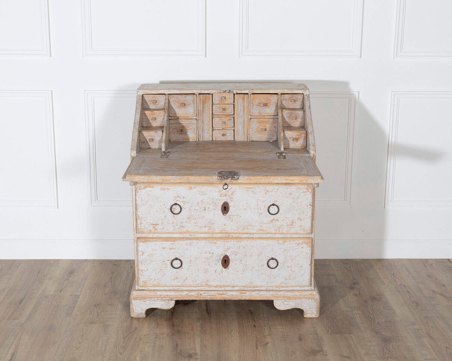 18th Century Swedish Slant Front Desk, Circa 1780, in Soft Grey Paint - JAA