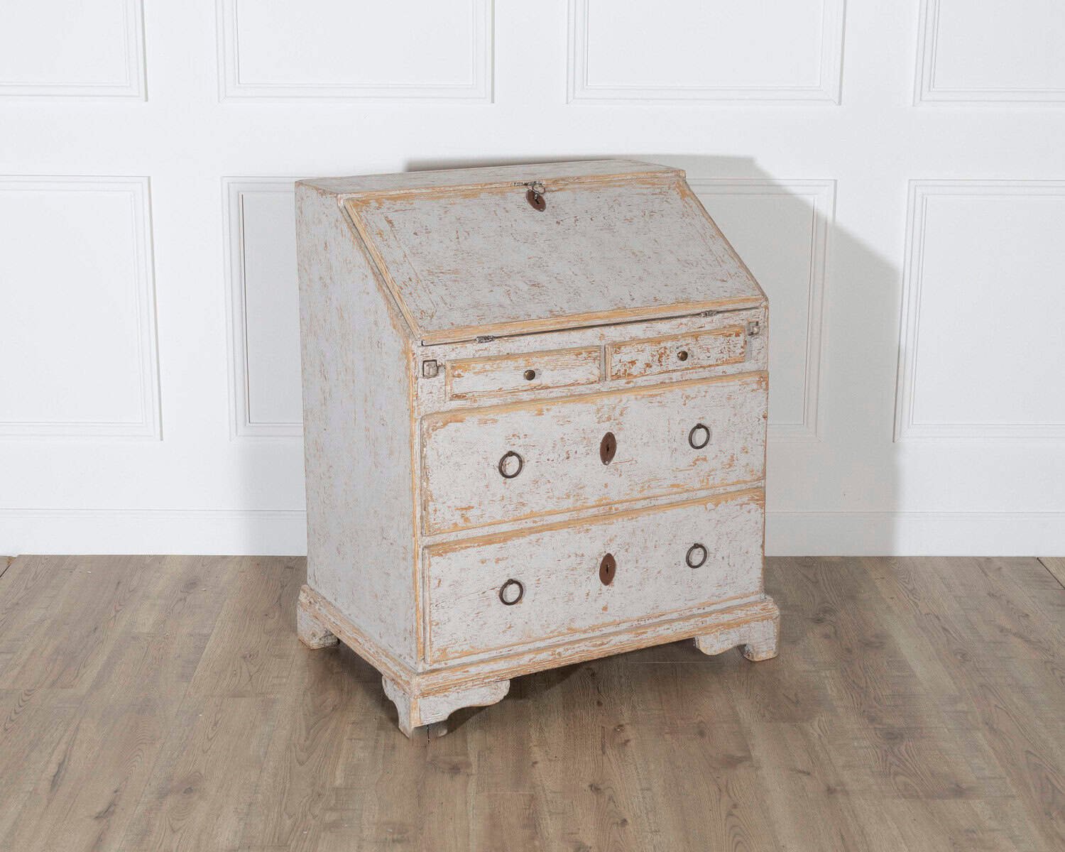 18th Century Swedish Slant Front Desk, Circa 1780, in Soft Grey Paint - JAA
