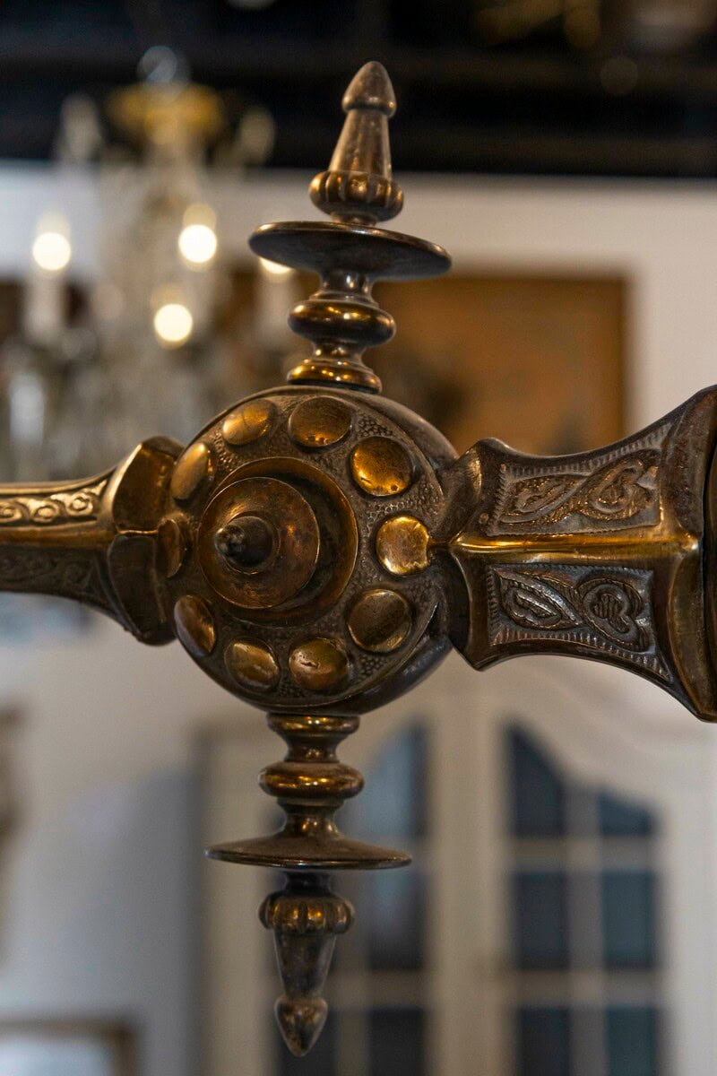 French 19th Century Three-Light Bronze and Baccarat Style Chandelier with Cherubs - JAA