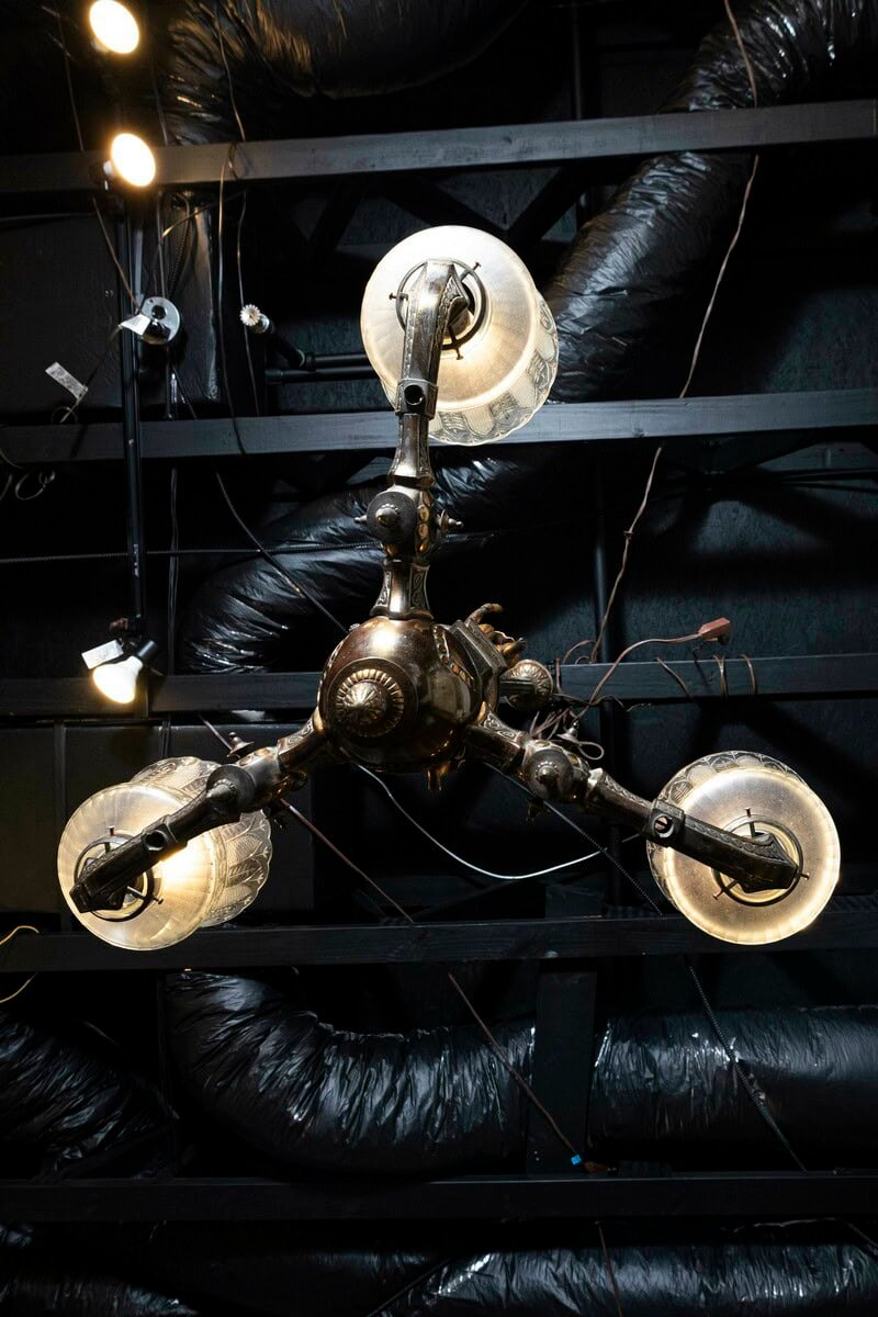 French 19th Century Three-Light Bronze and Baccarat Style Chandelier with Cherubs - JAA