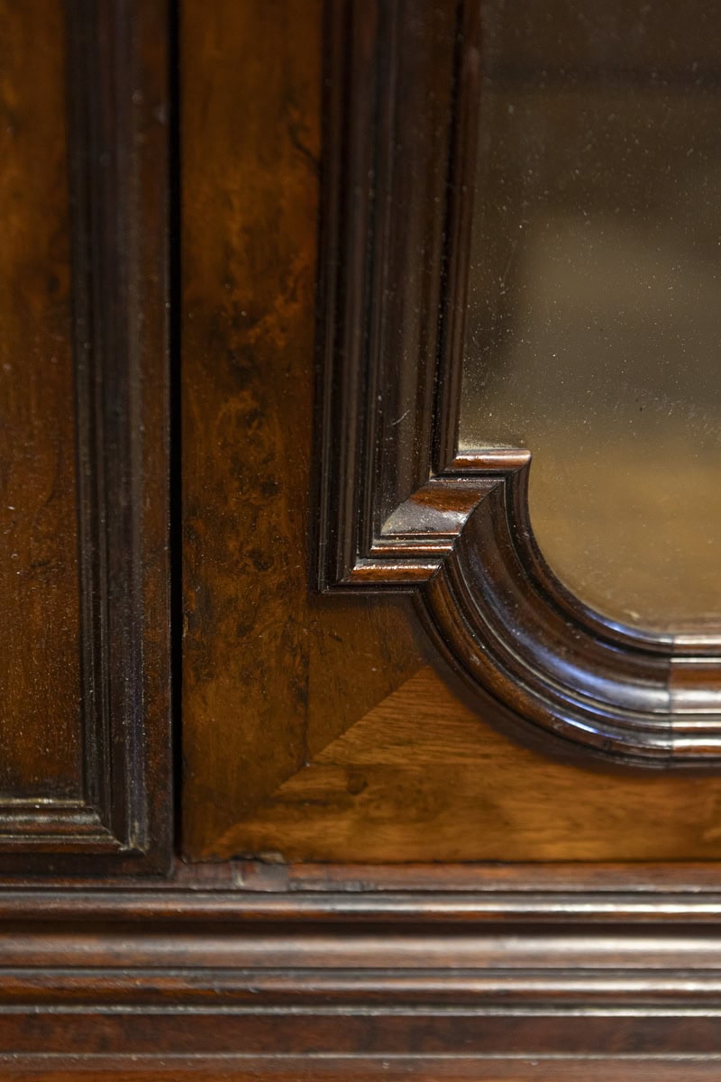 French Louis-Philippe 19th Century Two Part Bookcase with Blown Glass Doors - JAA