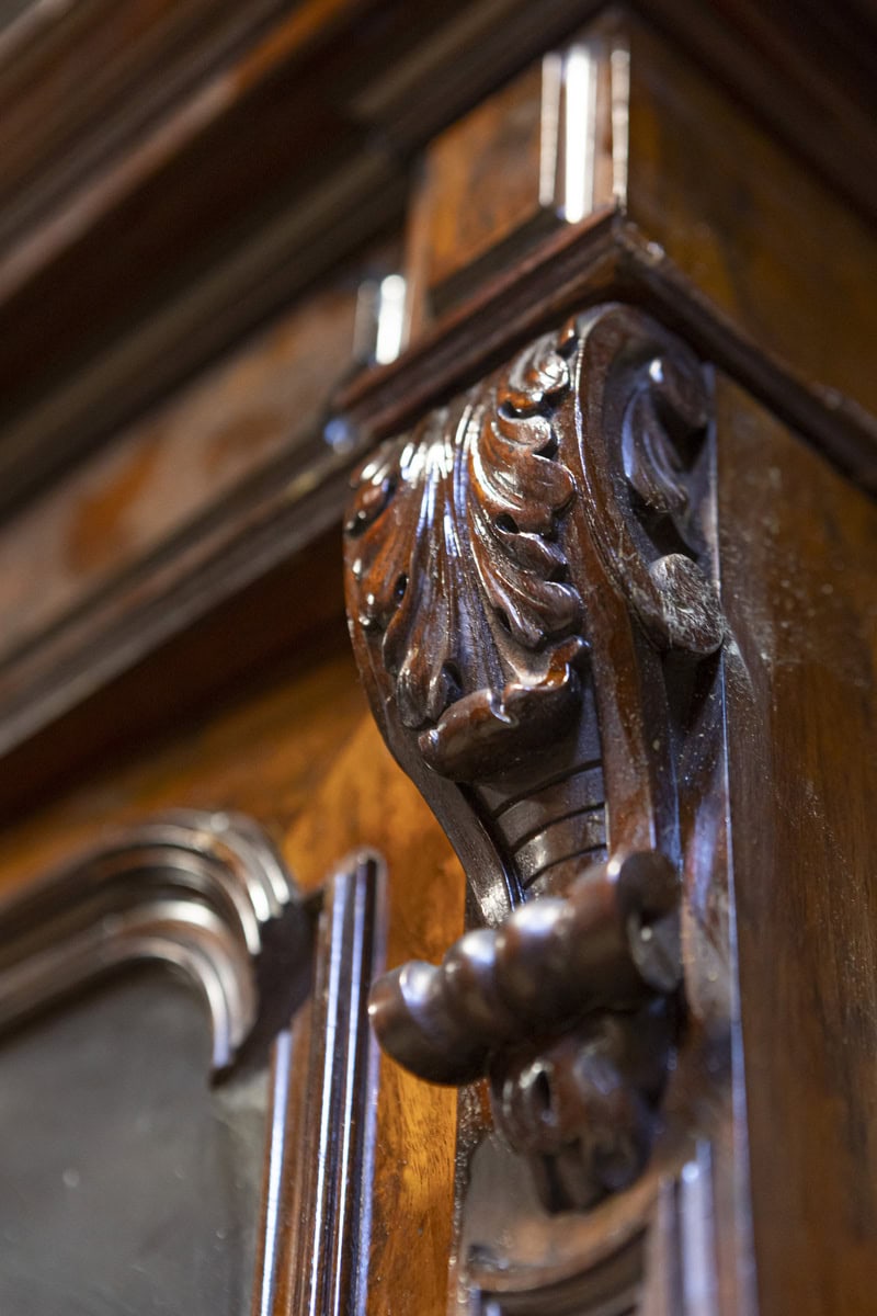 French Louis-Philippe 19th Century Two Part Bookcase with Blown Glass Doors - JAA