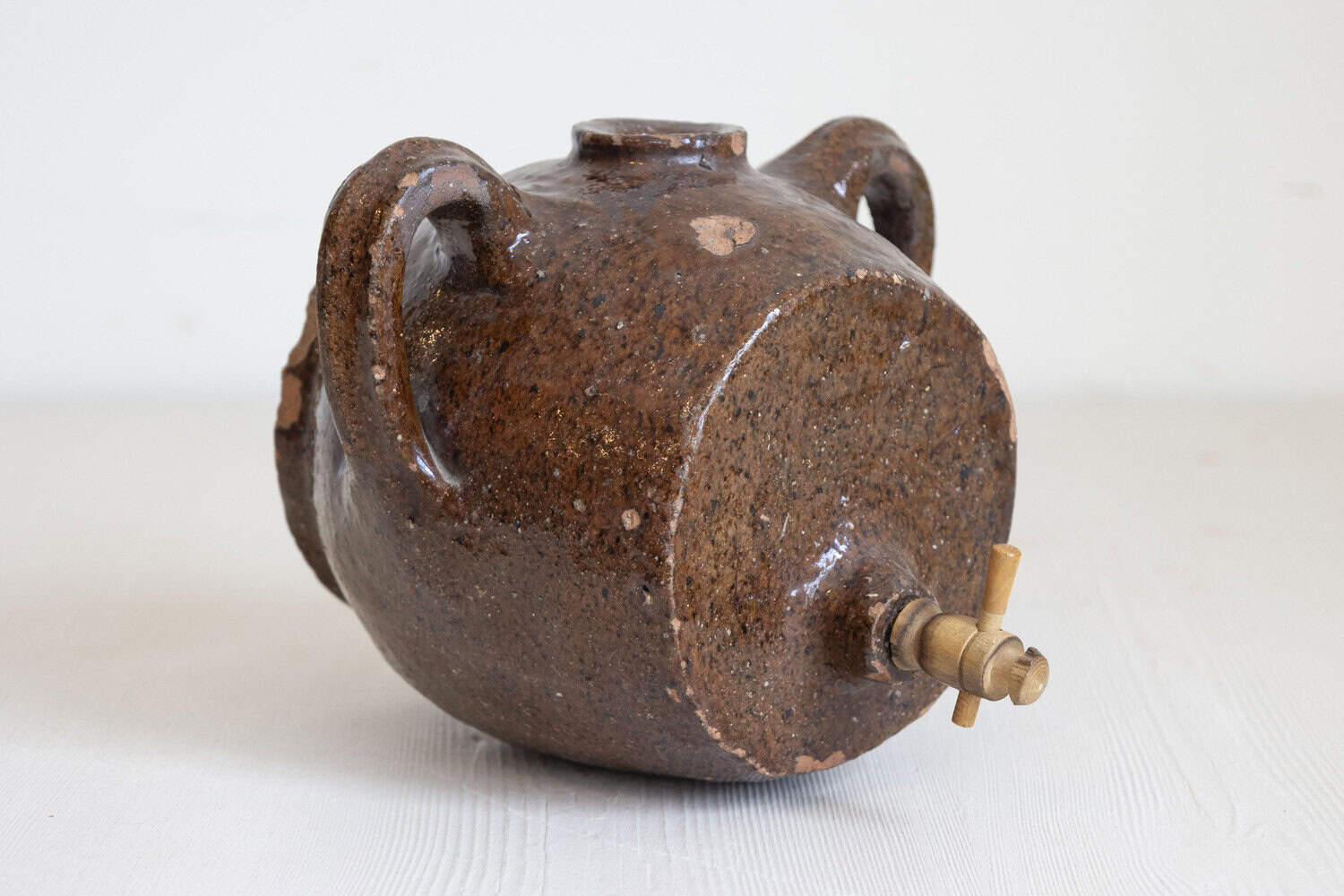 French 19th Century Terracotta Vinegar Pot with Chocolate Glaze and Great Patina - JAA