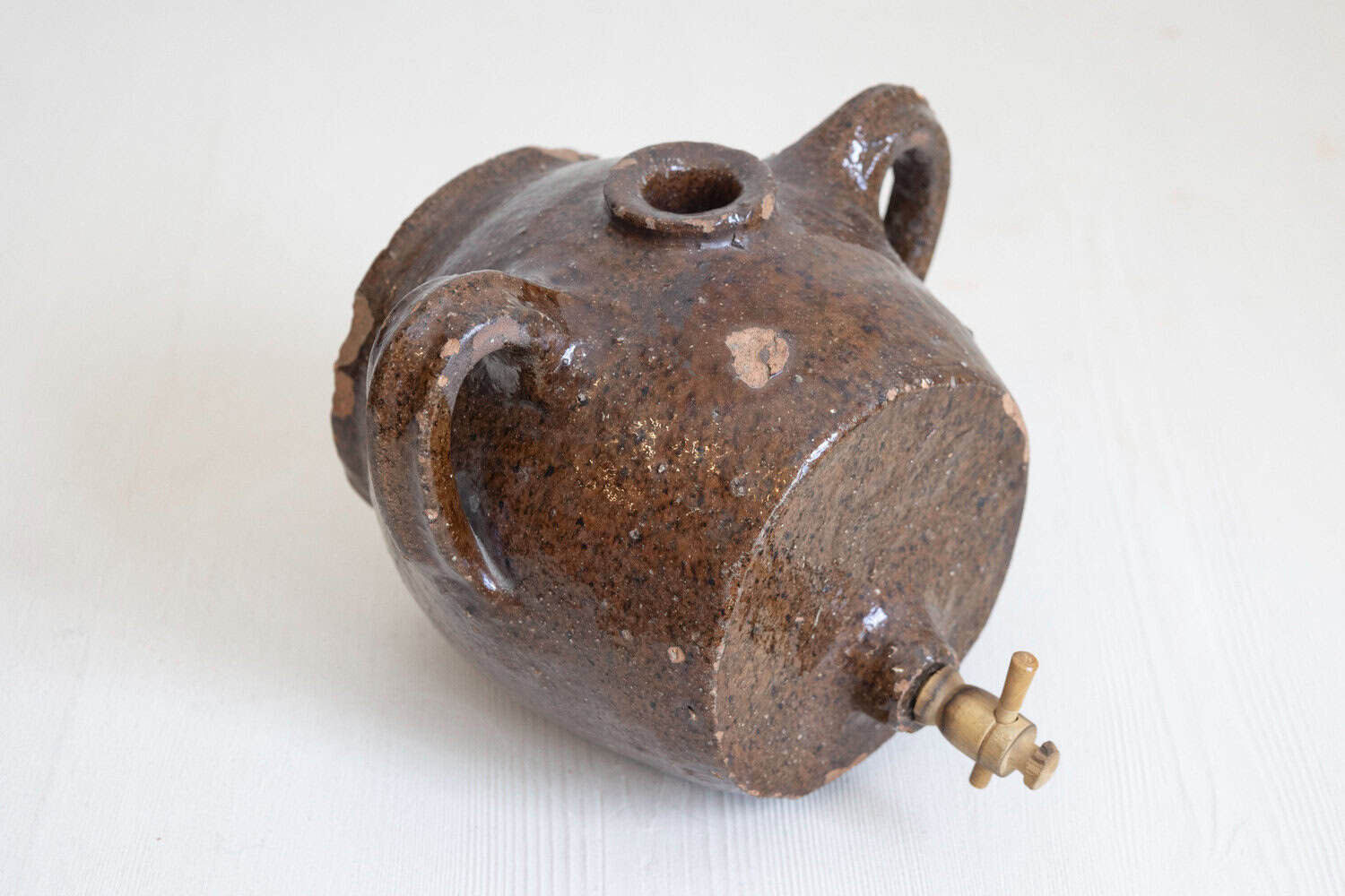 French 19th Century Terracotta Vinegar Pot with Chocolate Glaze and Great Patina - JAA