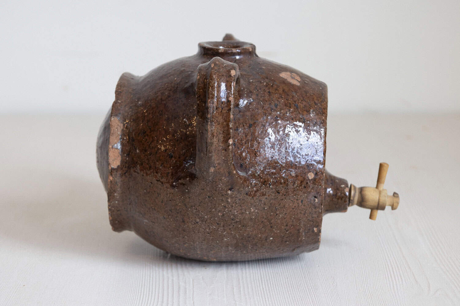 French 19th Century Terracotta Vinegar Pot with Chocolate Glaze and Great Patina - JAA