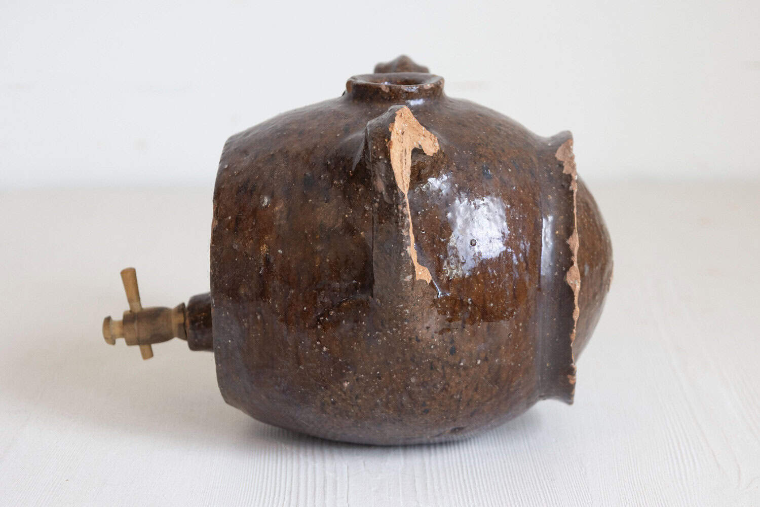 French 19th Century Terracotta Vinegar Pot with Chocolate Glaze and Great Patina - JAA