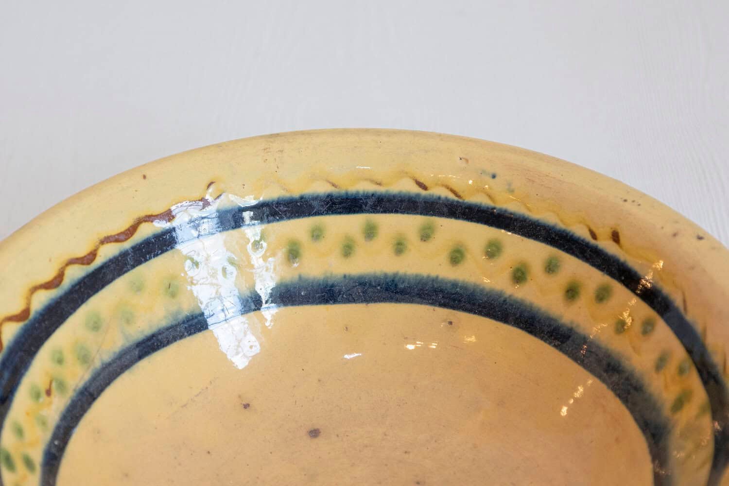 French 19th Century Bowl from the Poterie Hertz of Annecy, with Yellow Glaze - JAA