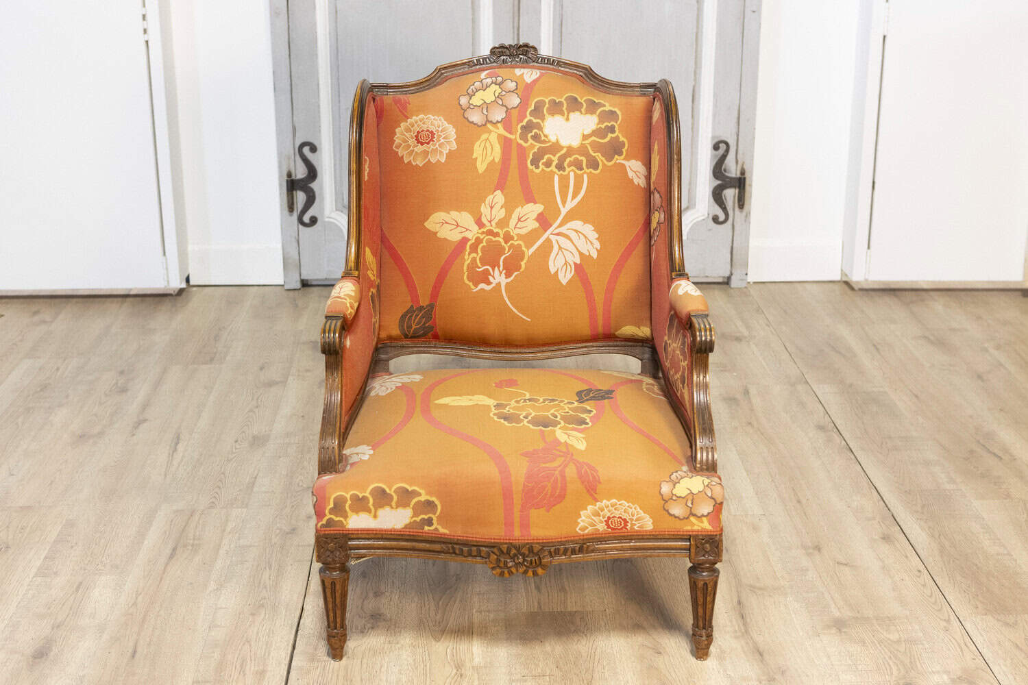 20th Century French Walnut Chair and Ottoman - JAA