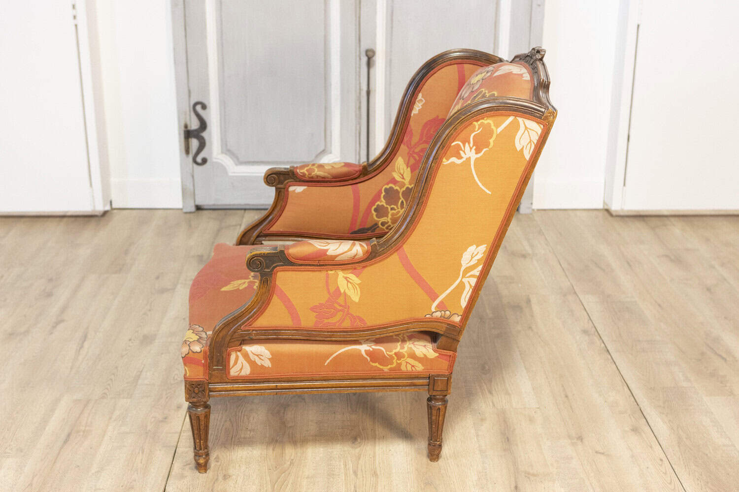 20th Century French Walnut Chair and Ottoman - JAA