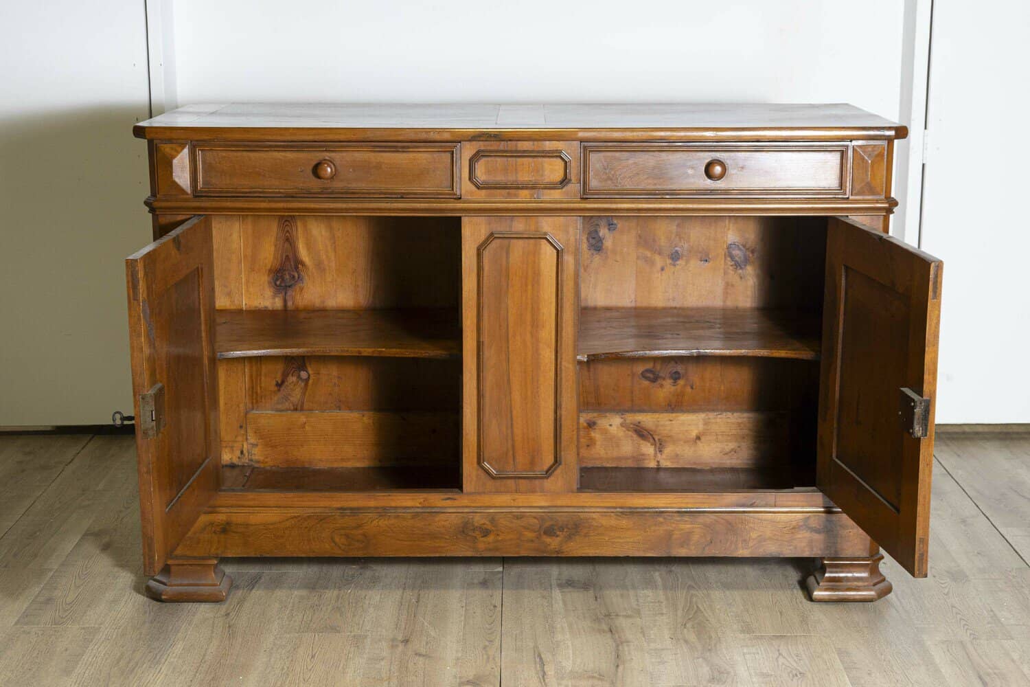 Italian 19th Century Walnut Buffet with Carved Diamond and Floral Motifs - JAA