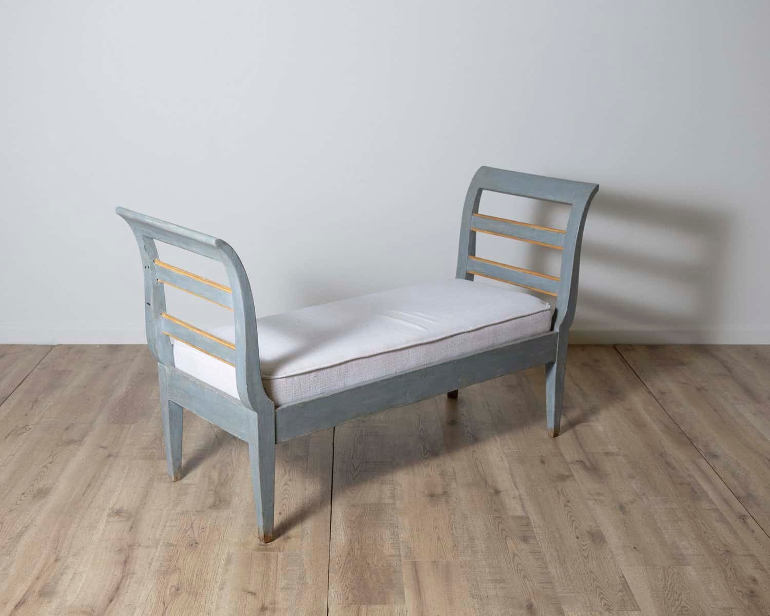 19th Century Lacquered Tuscan Bench with Curved Ladder Arms - JAA