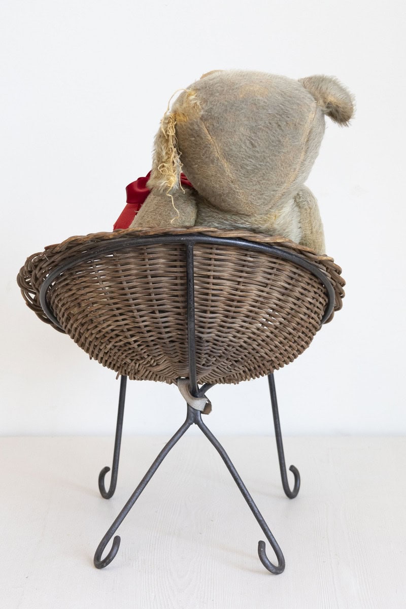 Antique American Teddy Bears with Ribbons Sitting in Wicker Chairs, Priced Each - JAA