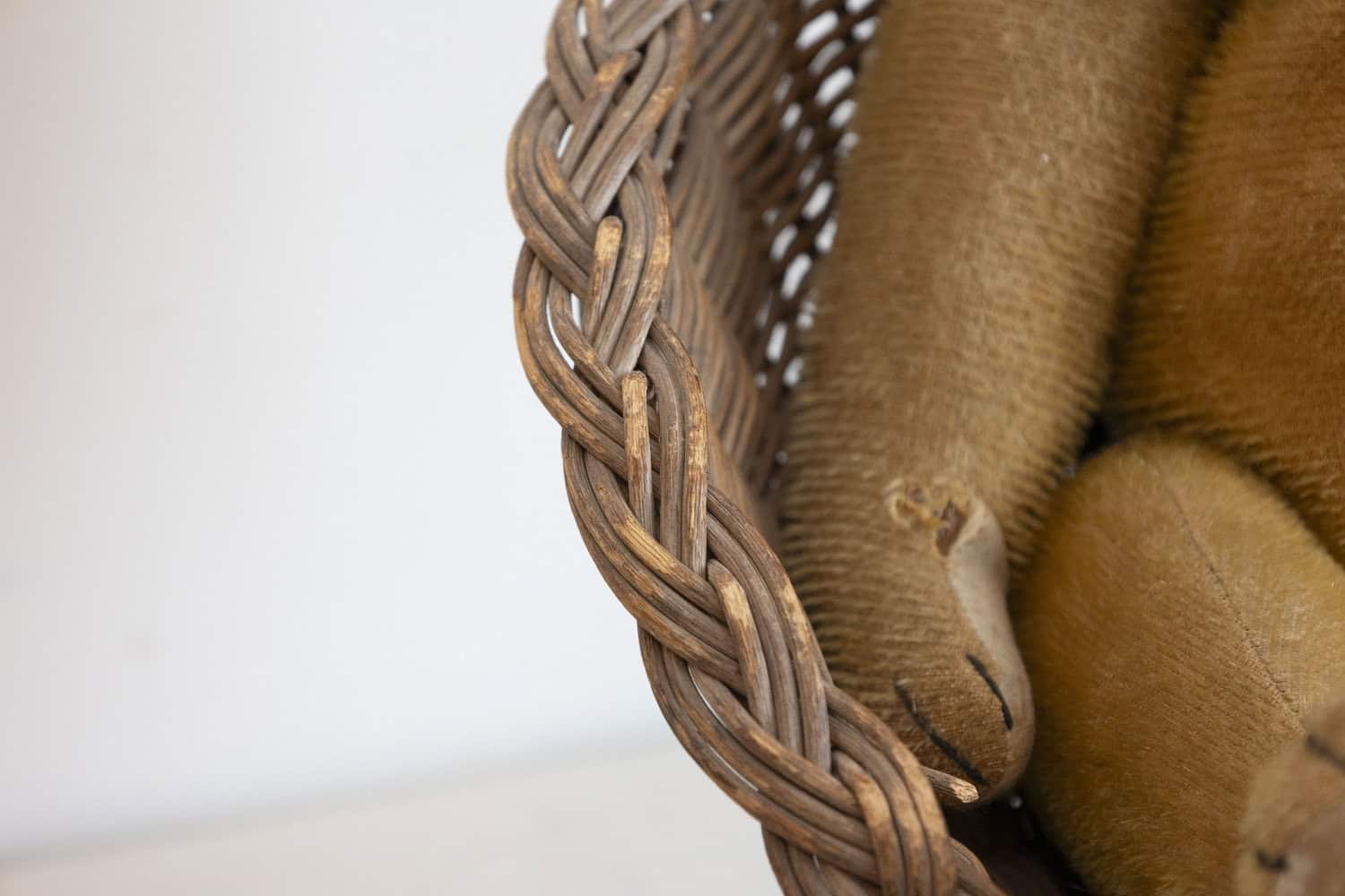 Antique American Teddy Bears with Ribbons Sitting in Wicker Chairs, Priced Each - JAA