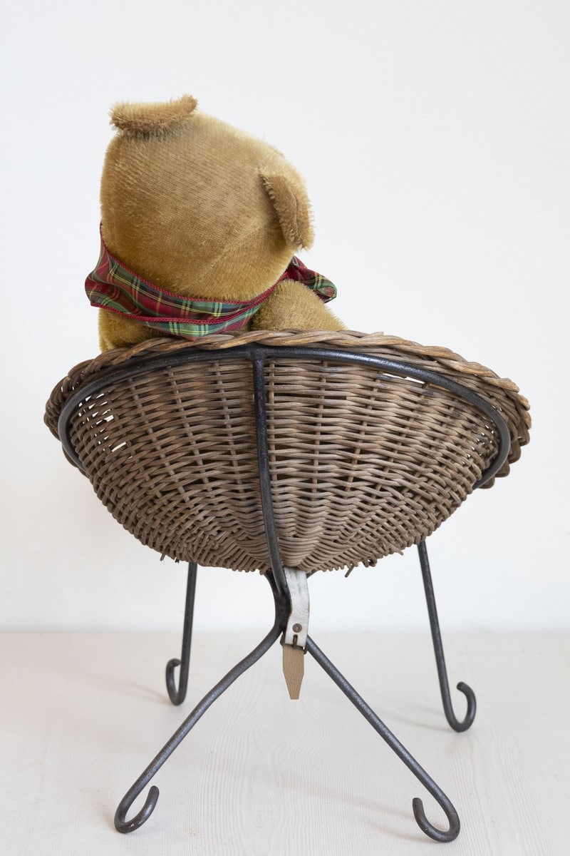 Antique American Teddy Bears with Ribbons Sitting in Wicker Chairs, Priced Each - JAA