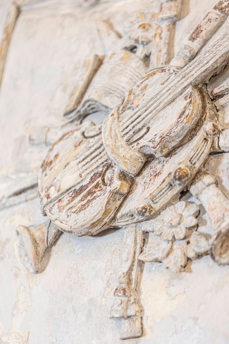 French Louis XVI Period 1790s Trumeau Mirror with Carved Liberal Arts Allegory - JAA