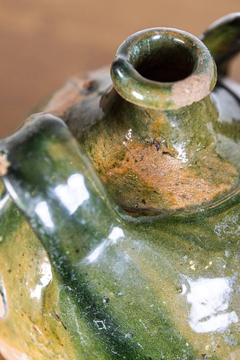 French Provincial Napoléon III Era Green Glazed Pottery Jugs, Circa 1850 - JAA