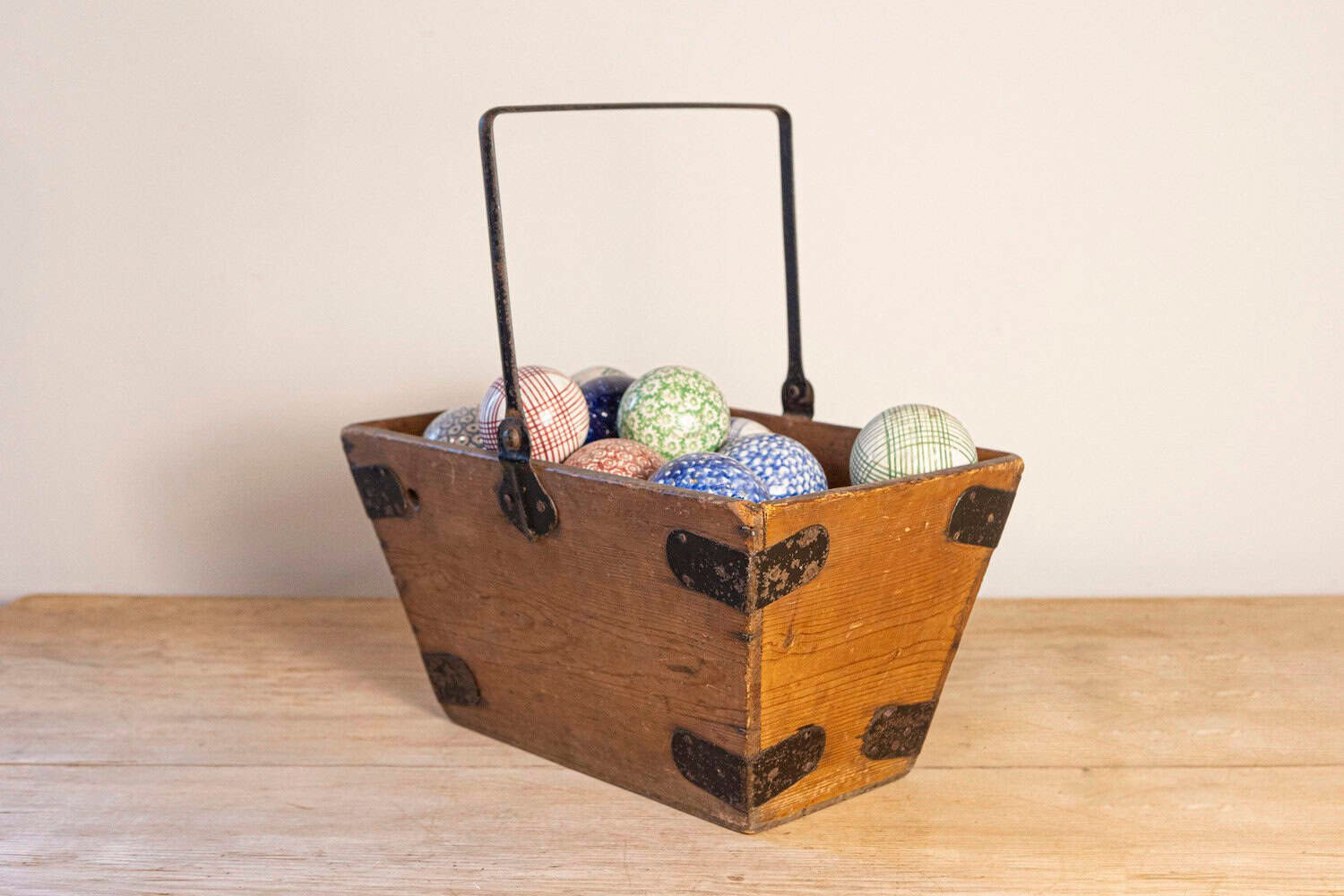 Set of 26 English Victorian Composite Croquet Balls with Varied Colorful Designs - JAA