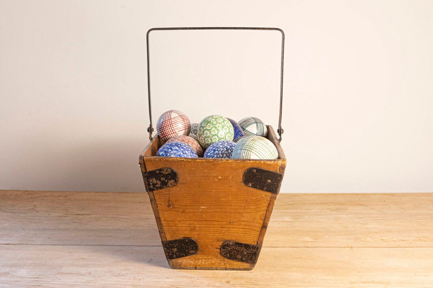 Set of 26 English Victorian Composite Croquet Balls with Varied Colorful Designs - JAA