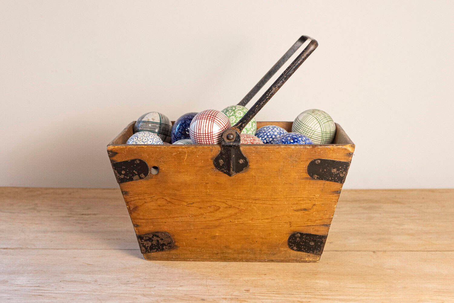 Set of 26 English Victorian Composite Croquet Balls with Varied Colorful Designs - JAA