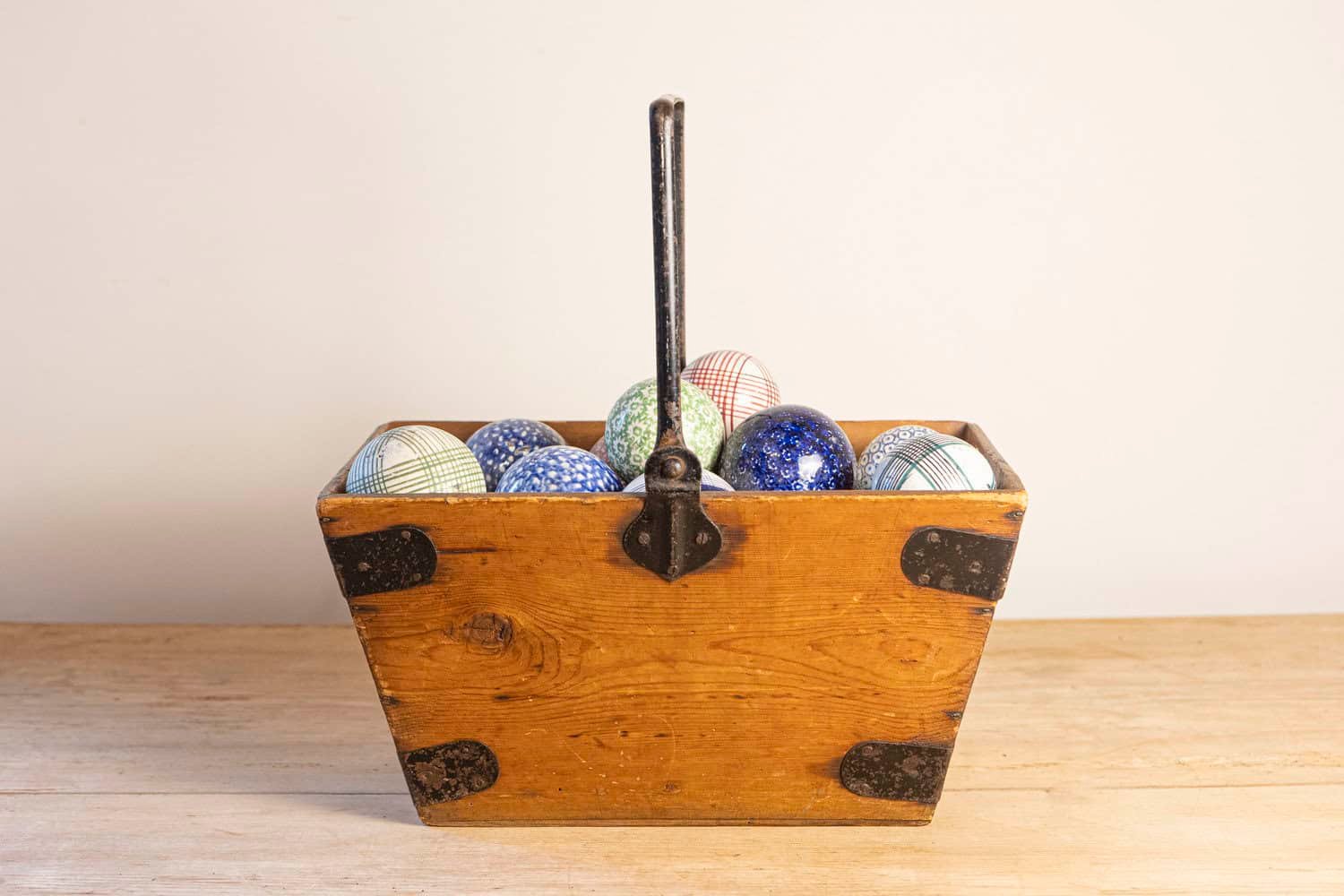 Set of 26 English Victorian Composite Croquet Balls with Varied Colorful Designs - JAA