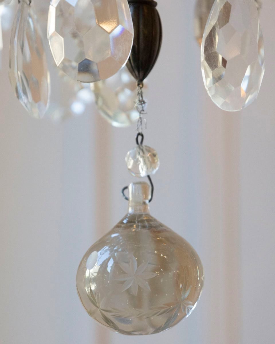 40% OFF. 19th Century French Five-Light Iron and Crystal Chandelier with Pendeloques - JAA