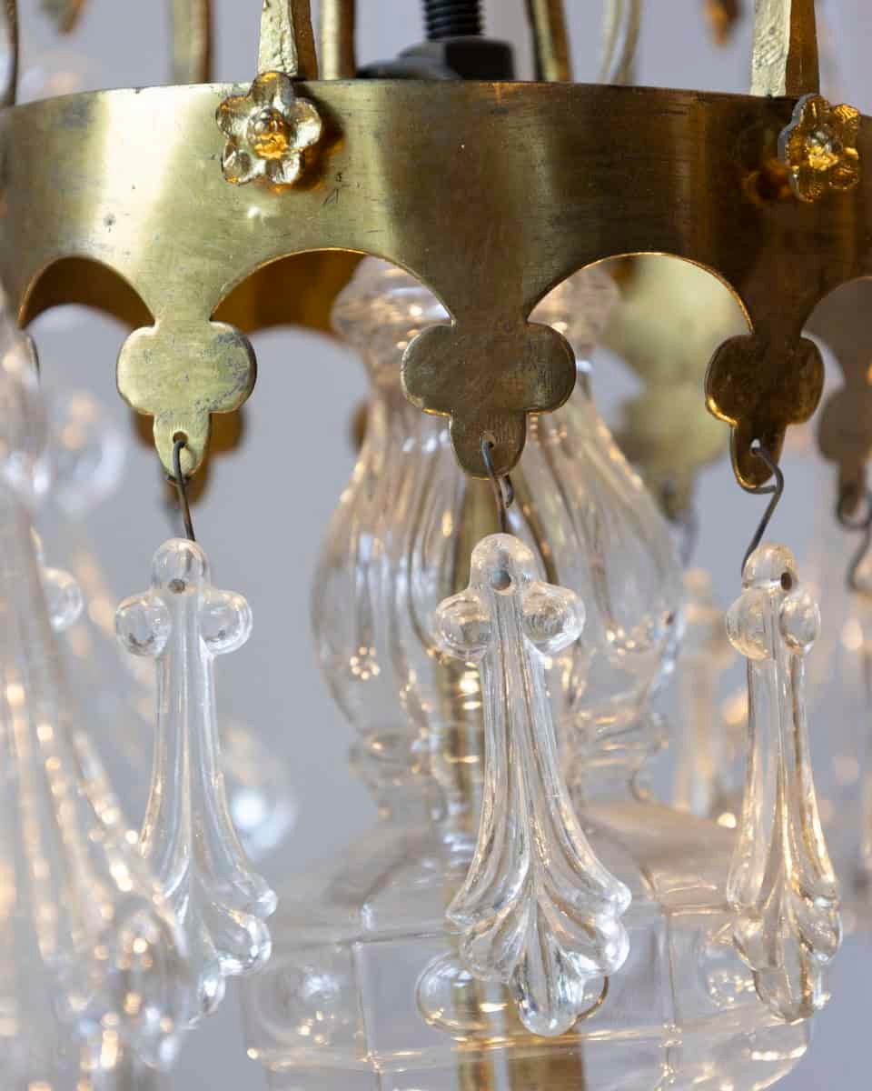 40% OFF. French 1900s Belle Époque Brass and Crystal 10-Light Chandelier with Pendeloques - JAA