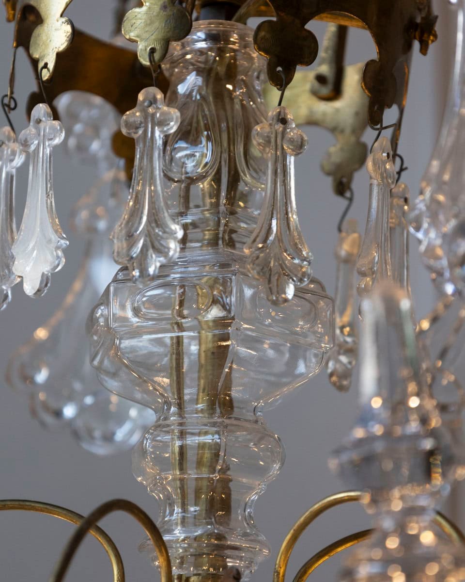 40% OFF. French 1900s Belle Époque Brass and Crystal 10-Light Chandelier with Pendeloques - JAA