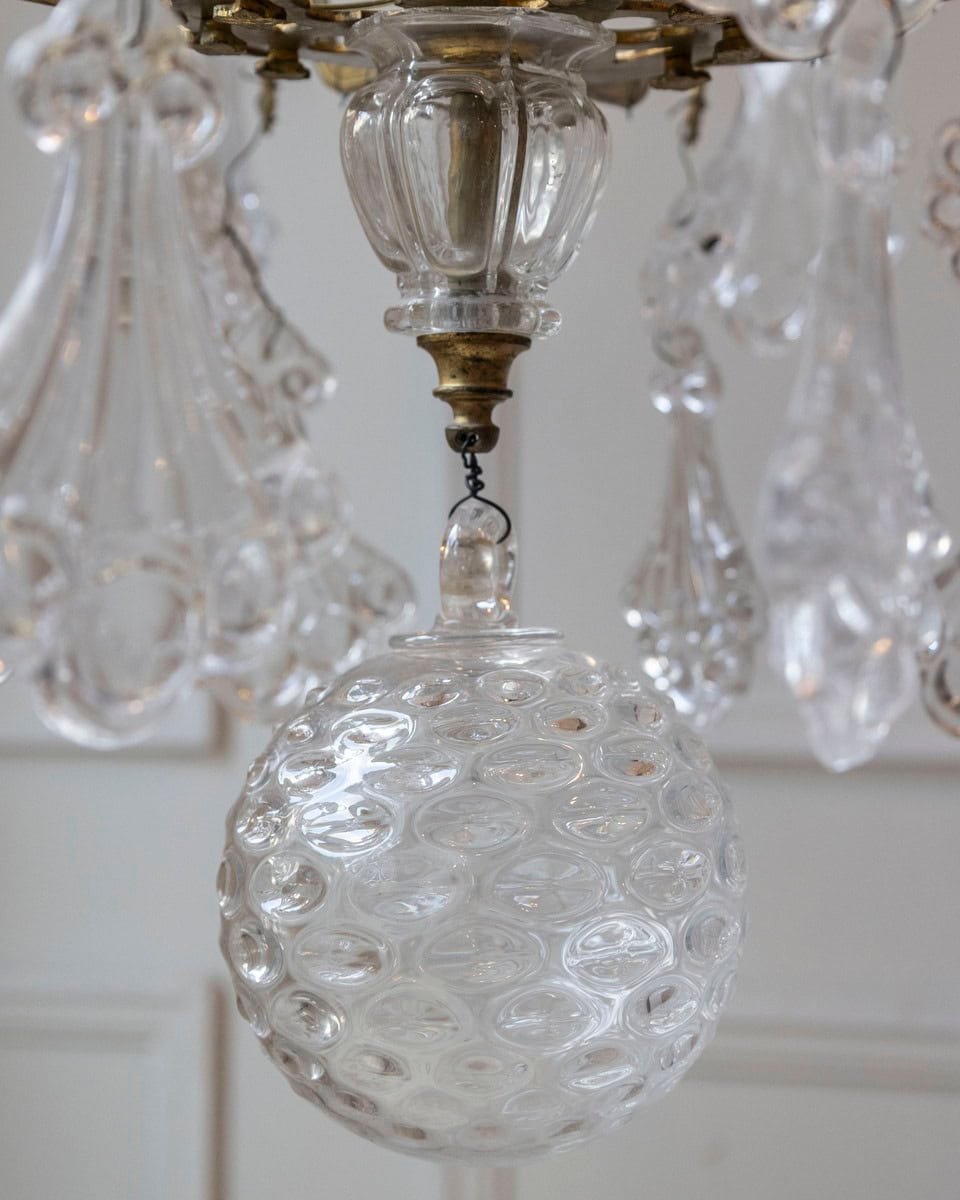 40% OFF. French 1900s Belle Époque Brass and Crystal 10-Light Chandelier with Pendeloques - JAA