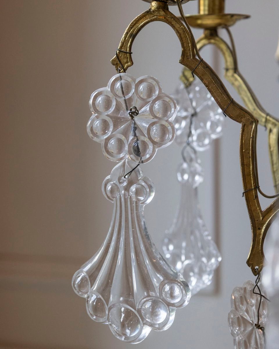 40% OFF. French 1900s Belle Époque Brass and Crystal 10-Light Chandelier with Pendeloques - JAA