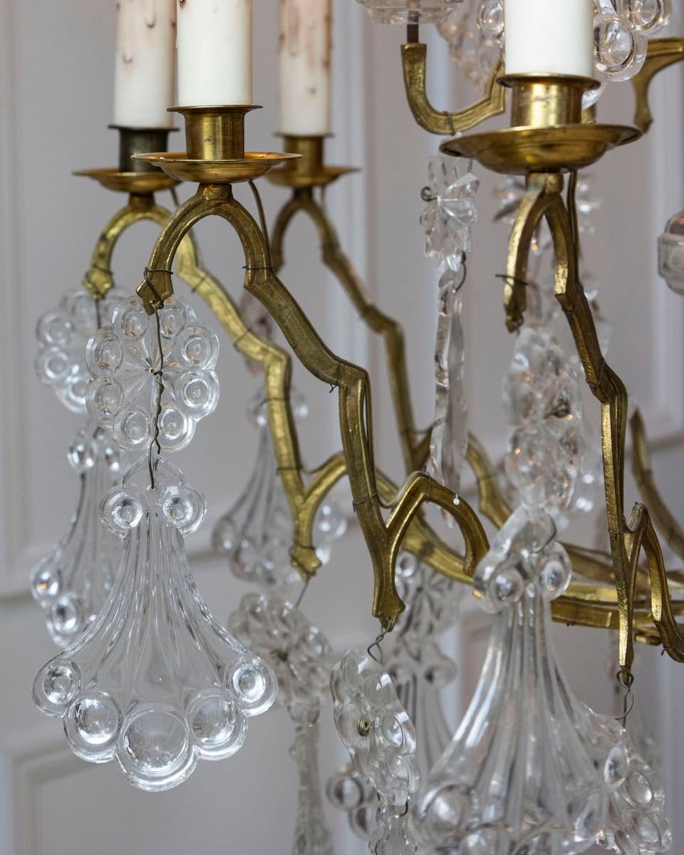 40% OFF. French 1900s Belle Époque Brass and Crystal 10-Light Chandelier with Pendeloques - JAA