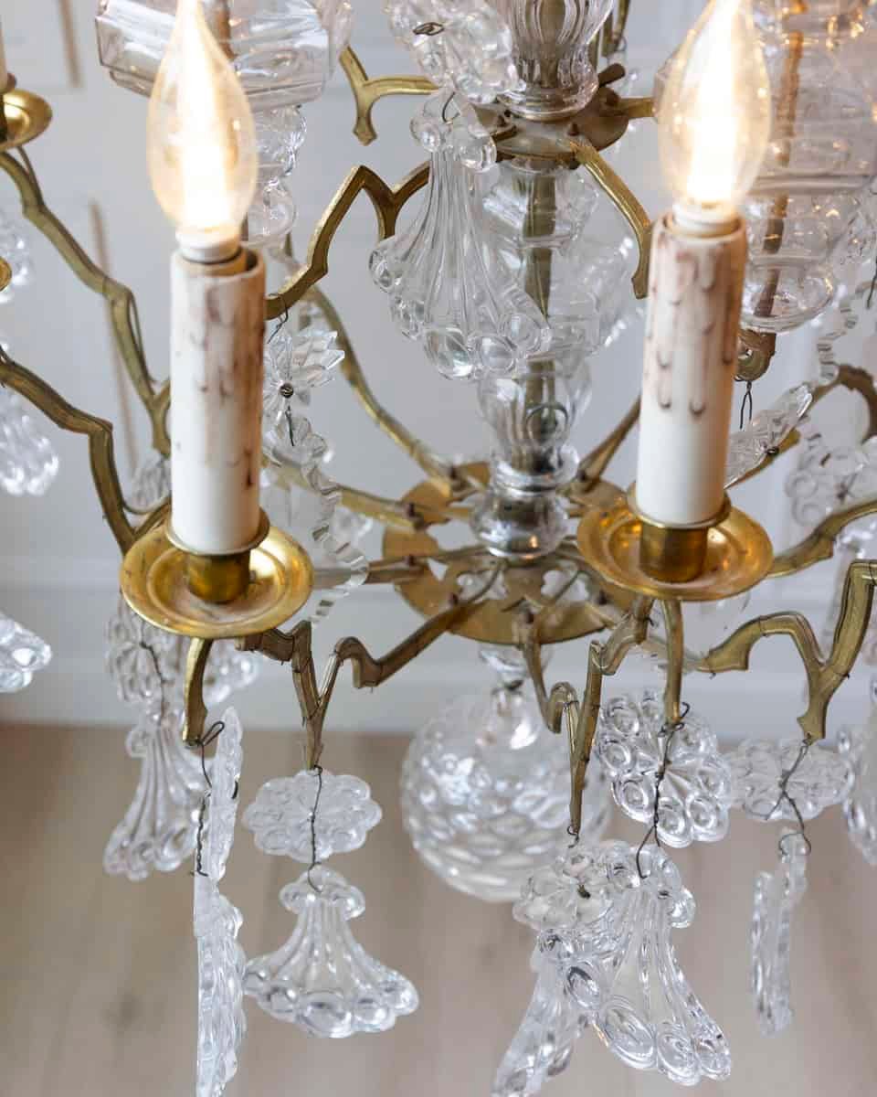 40% OFF. French 1900s Belle Époque Brass and Crystal 10-Light Chandelier with Pendeloques - JAA