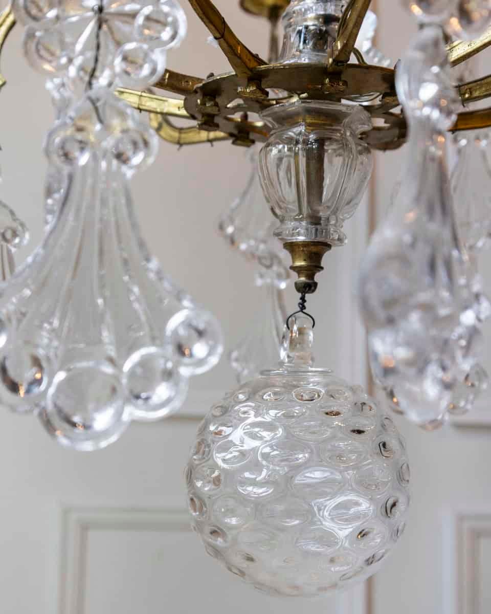 40% OFF. French 1900s Belle Époque Brass and Crystal 10-Light Chandelier with Pendeloques - JAA