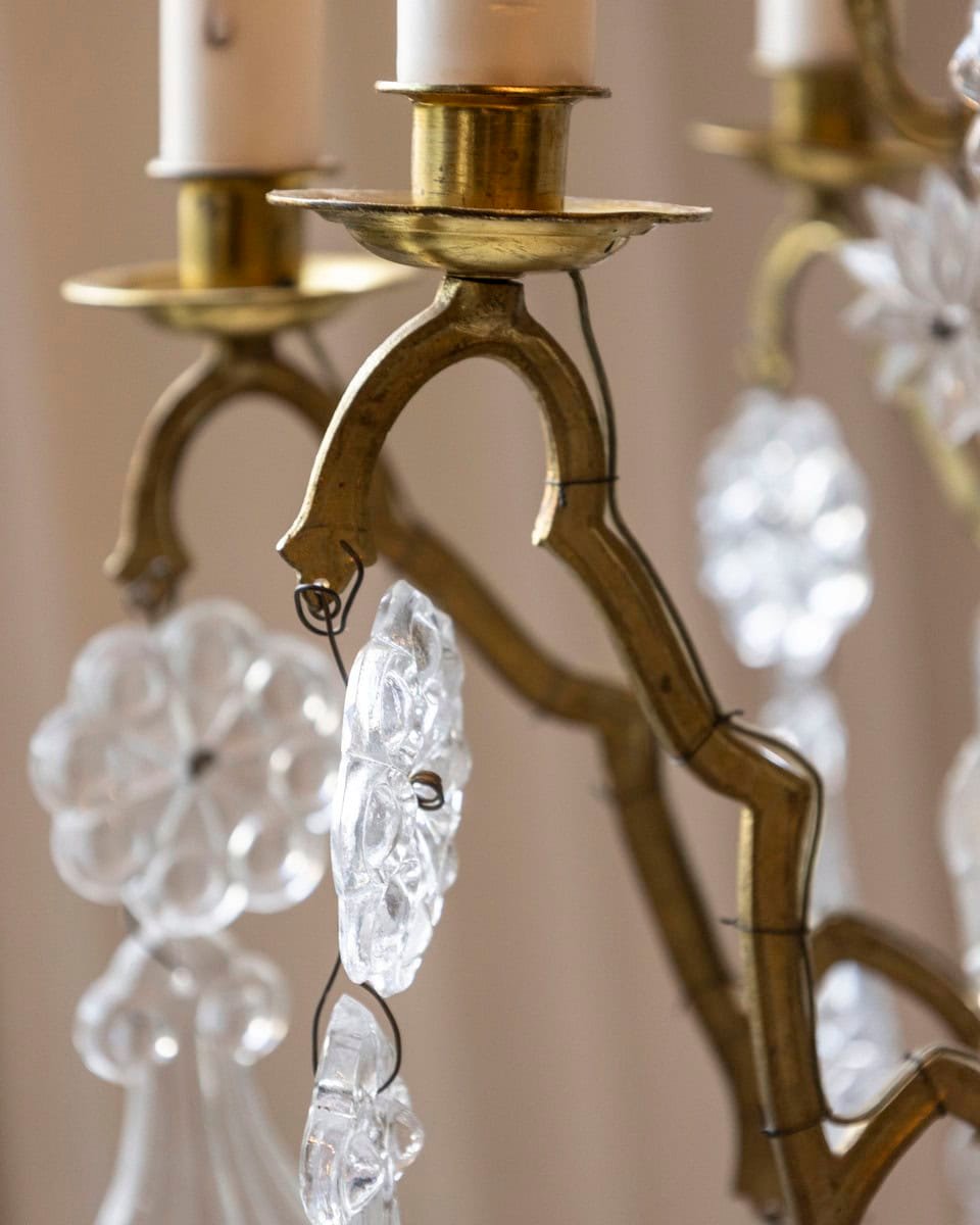 40% OFF. French 1900s Belle Époque Brass and Crystal 10-Light Chandelier with Pendeloques - JAA