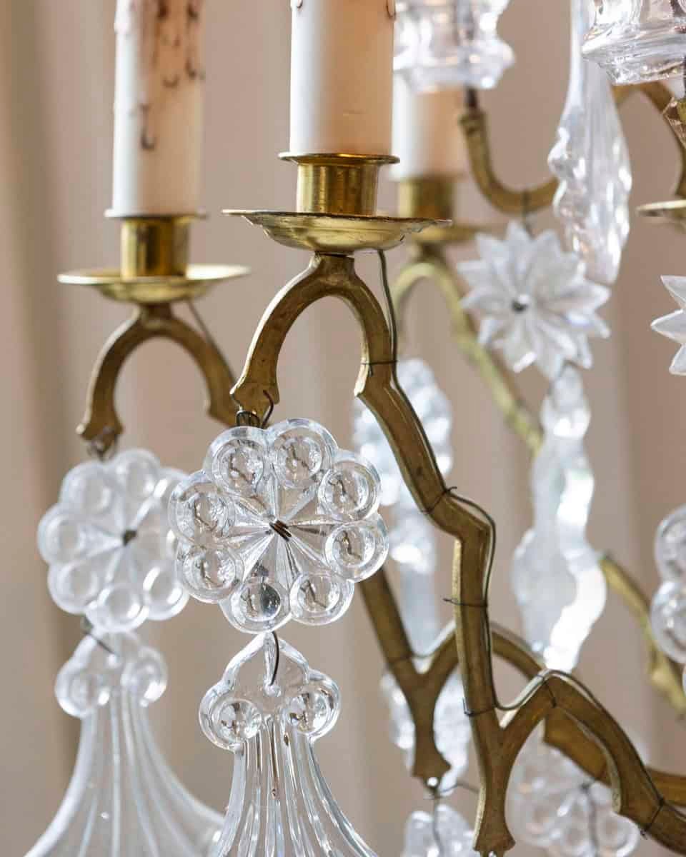40% OFF. French 1900s Belle Époque Brass and Crystal 10-Light Chandelier with Pendeloques - JAA