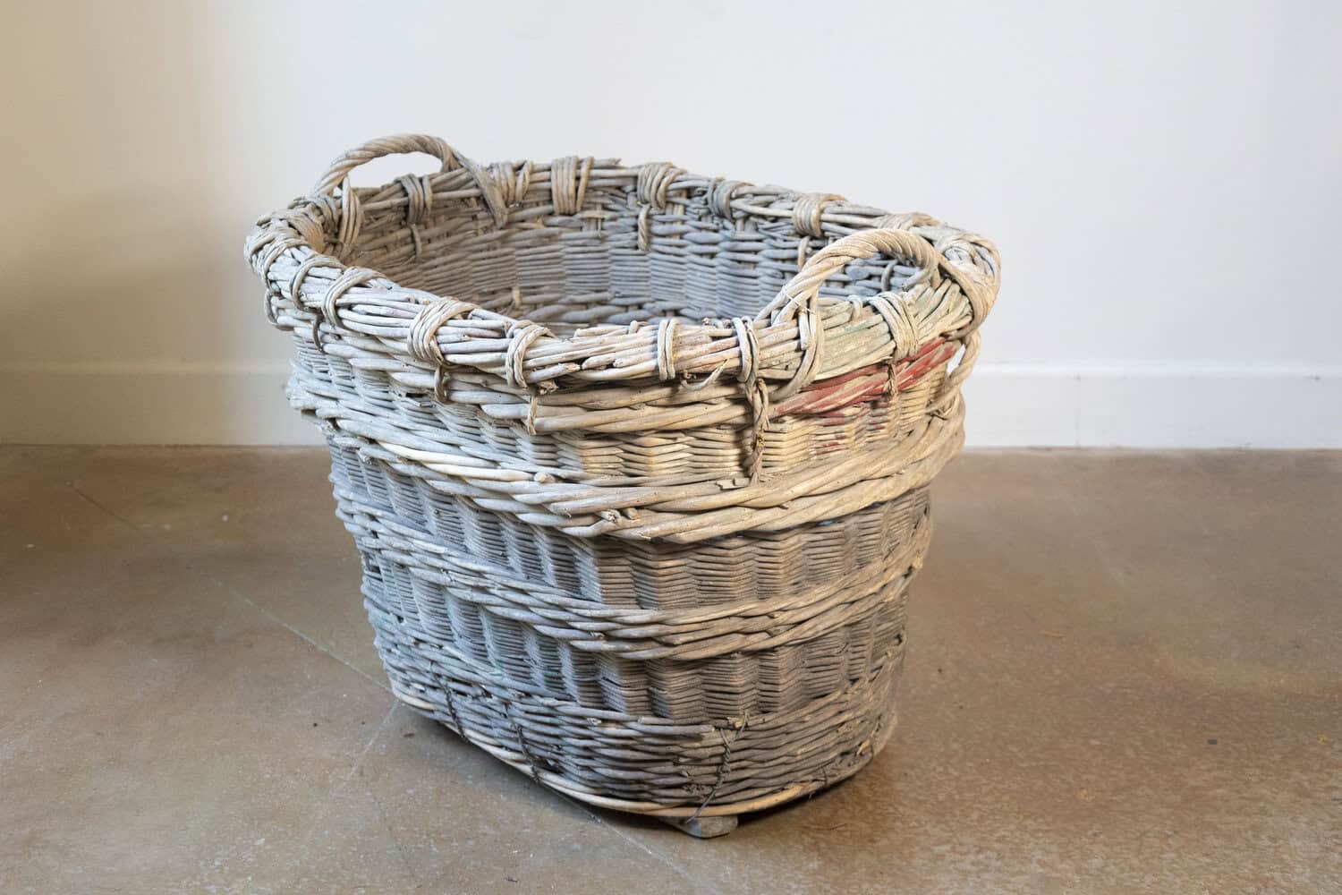 Early 20th Century French Wicker Grape Harvesting Basket - JAA