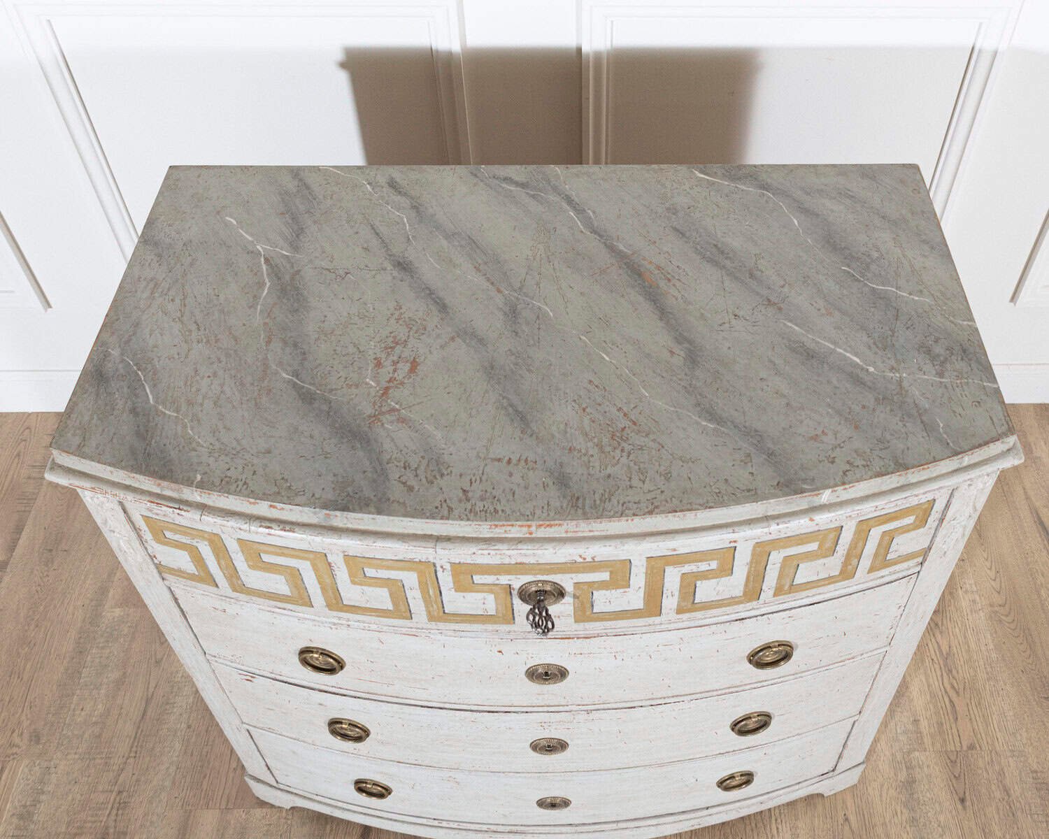 Swedish Gustavian Painted Chest of Drawers with Decorative Livery, Circa 1840 - JAA