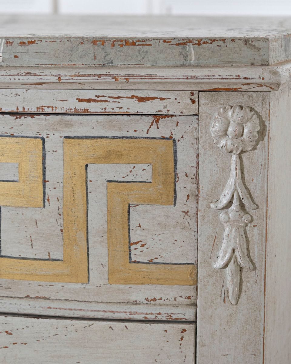 Swedish Gustavian Painted Chest of Drawers with Decorative Livery, Circa 1840 - JAA
