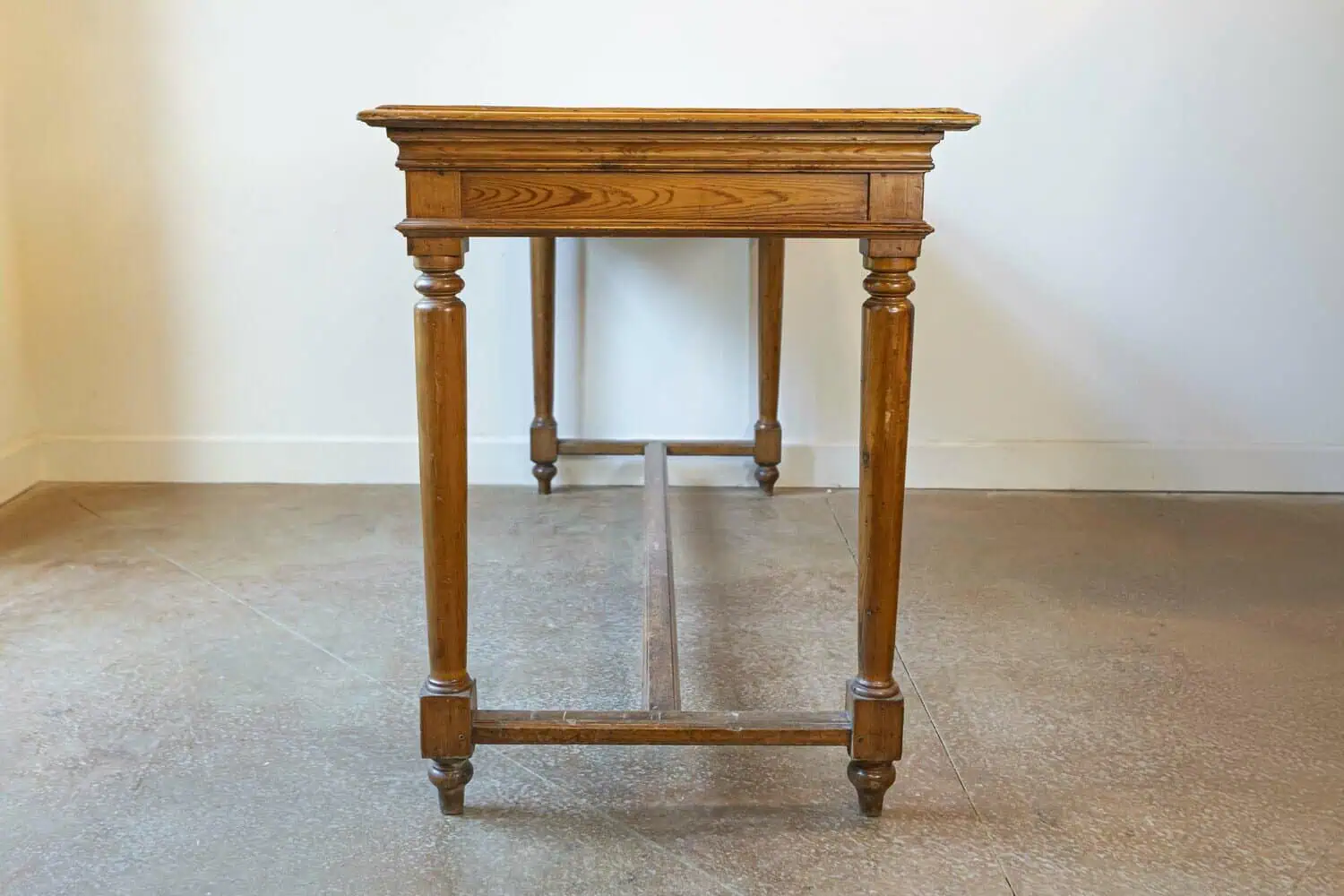 French Louis XVI Style 20th Century Pine Console Table with Cylindrical Legs - JAA
