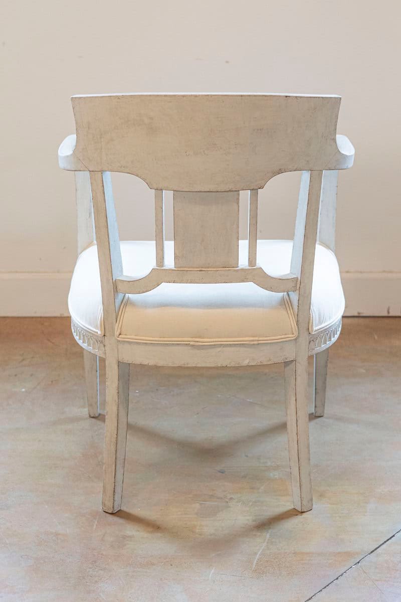 Pair of 1870s Swedish Painted Wood Neoclassical Style Upholstered Armchairs - JAA