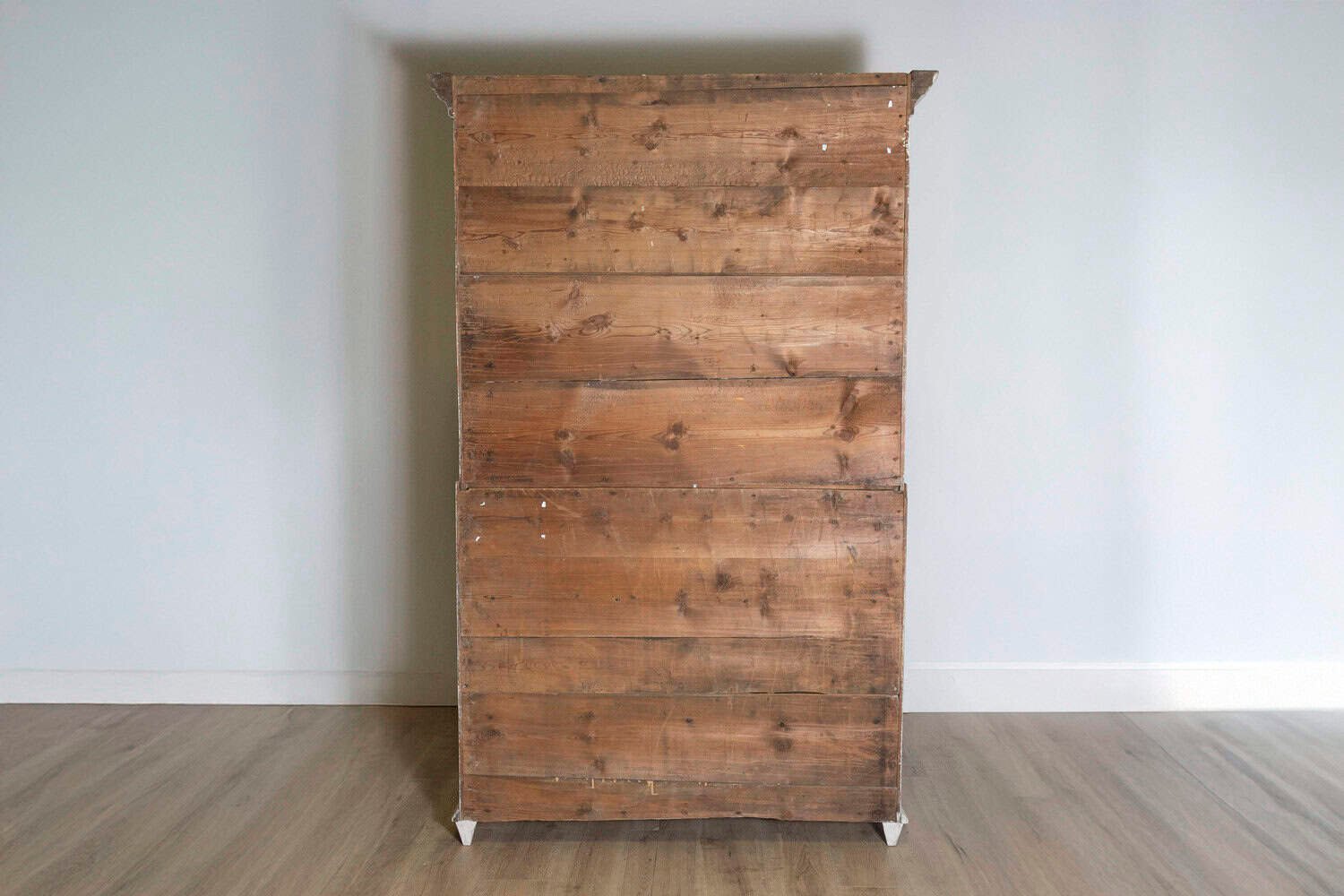 Danish 1810s Beige Gray Painted Two-Part Tall Secretary with Slant-Front Desk - JAA