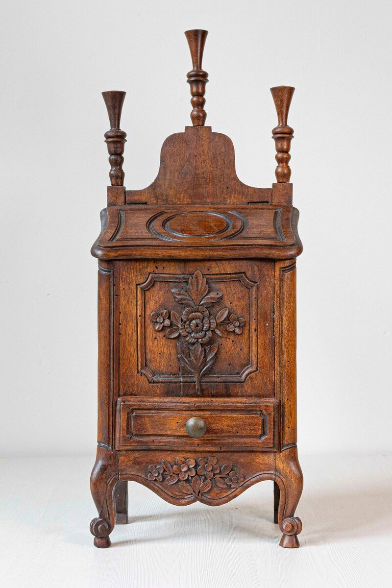 Louis XV Style French Farinerio Flour Box with Carved Floral Décor - JAA