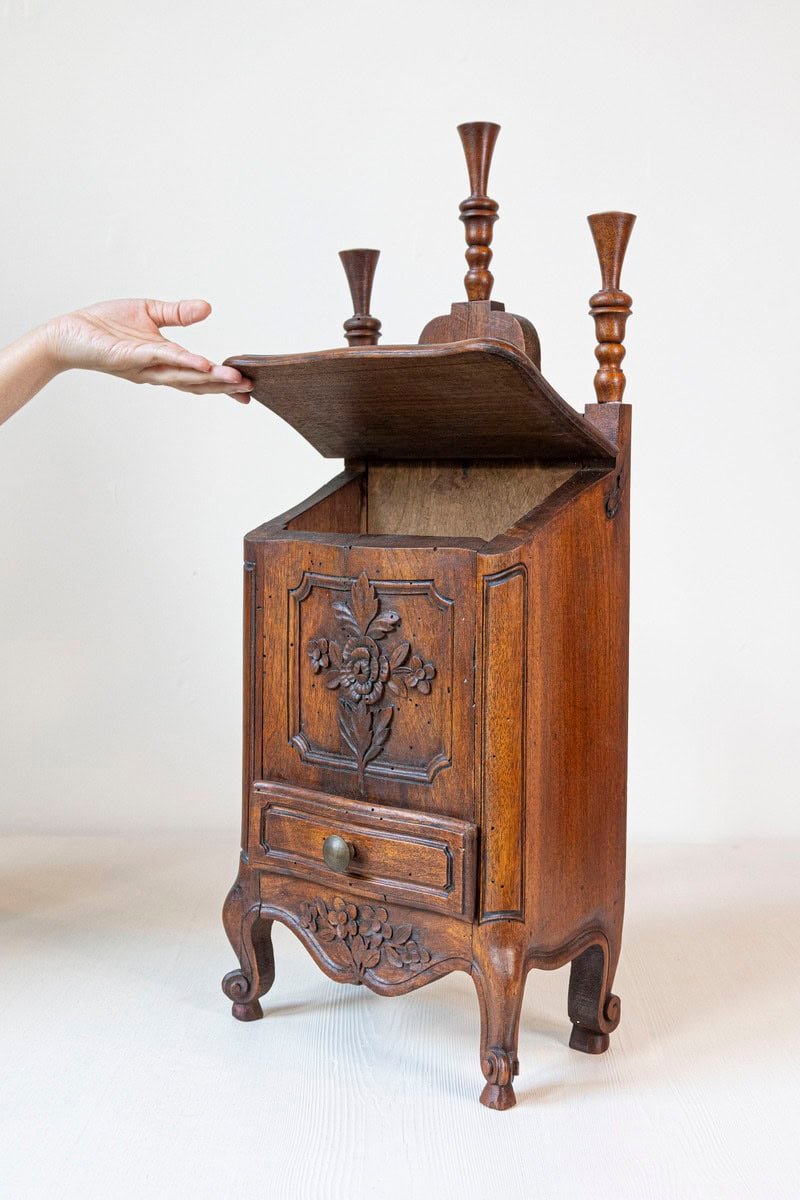 Louis XV Style French Farinerio Flour Box with Carved Floral Décor - JAA