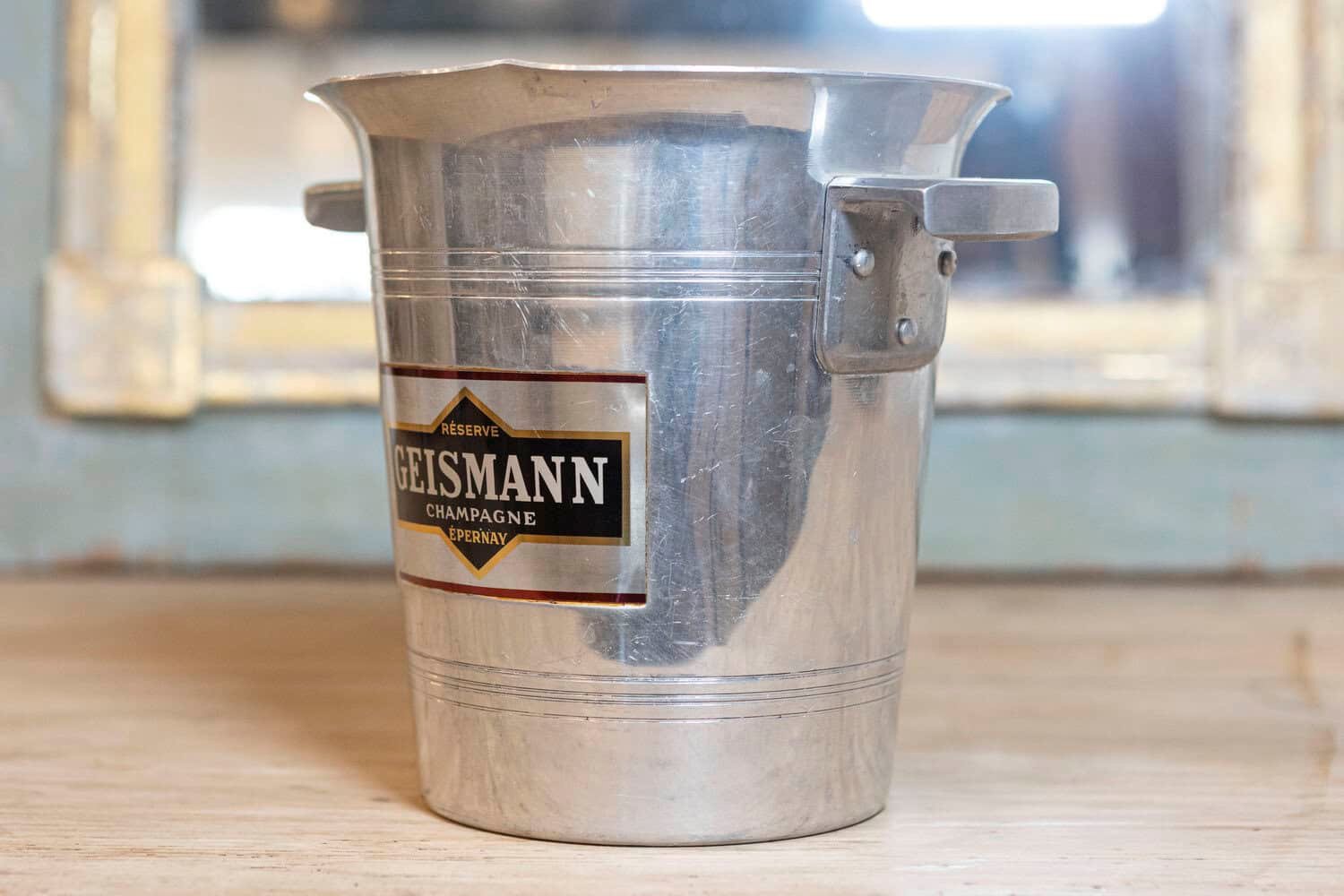 French 19th Century Aluminum Champagne Bucket with Geismann Epernay Label - JAA