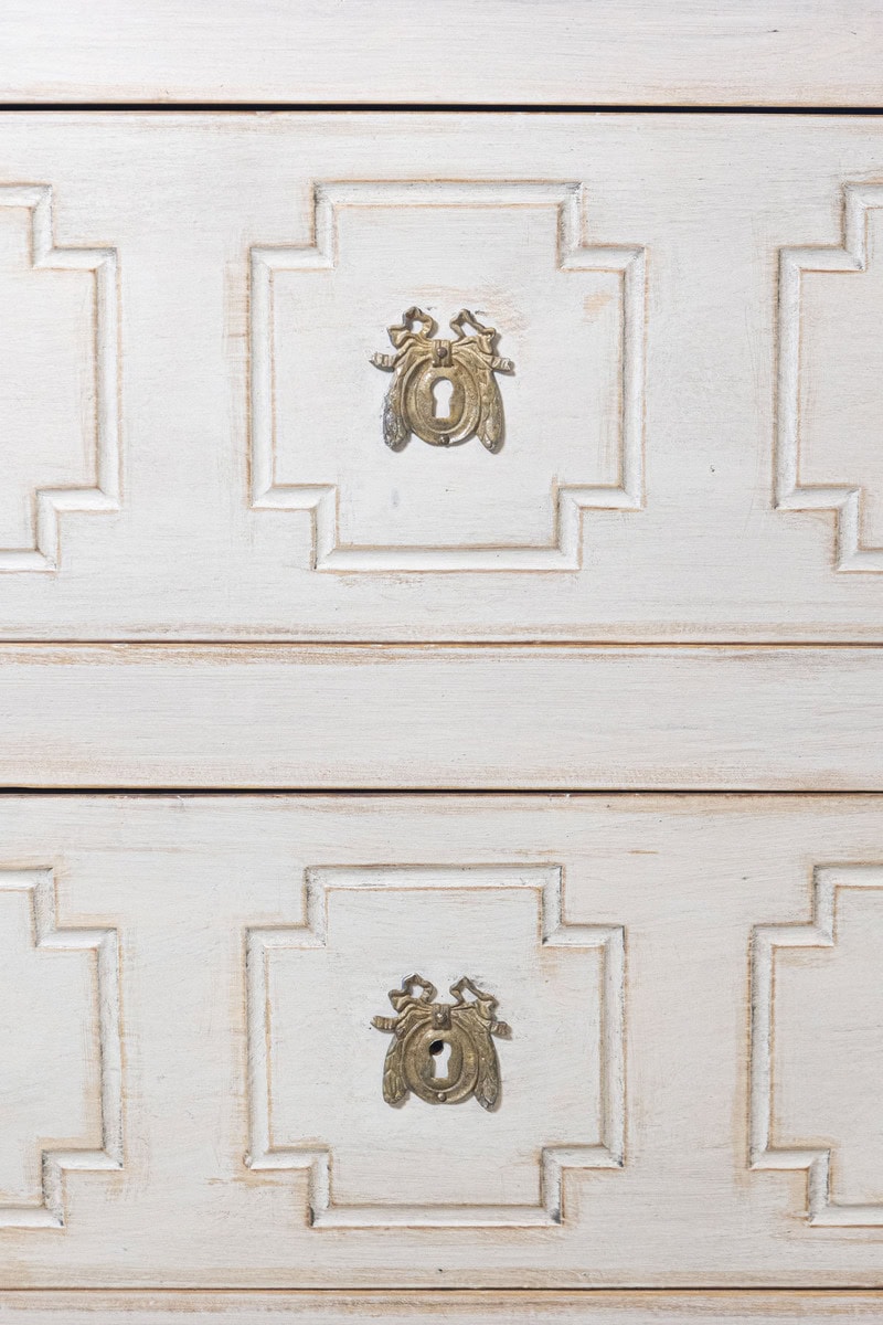 French Louis XVI 18th Century Painted Two-Drawer Commode with Fluted Accents - JAA